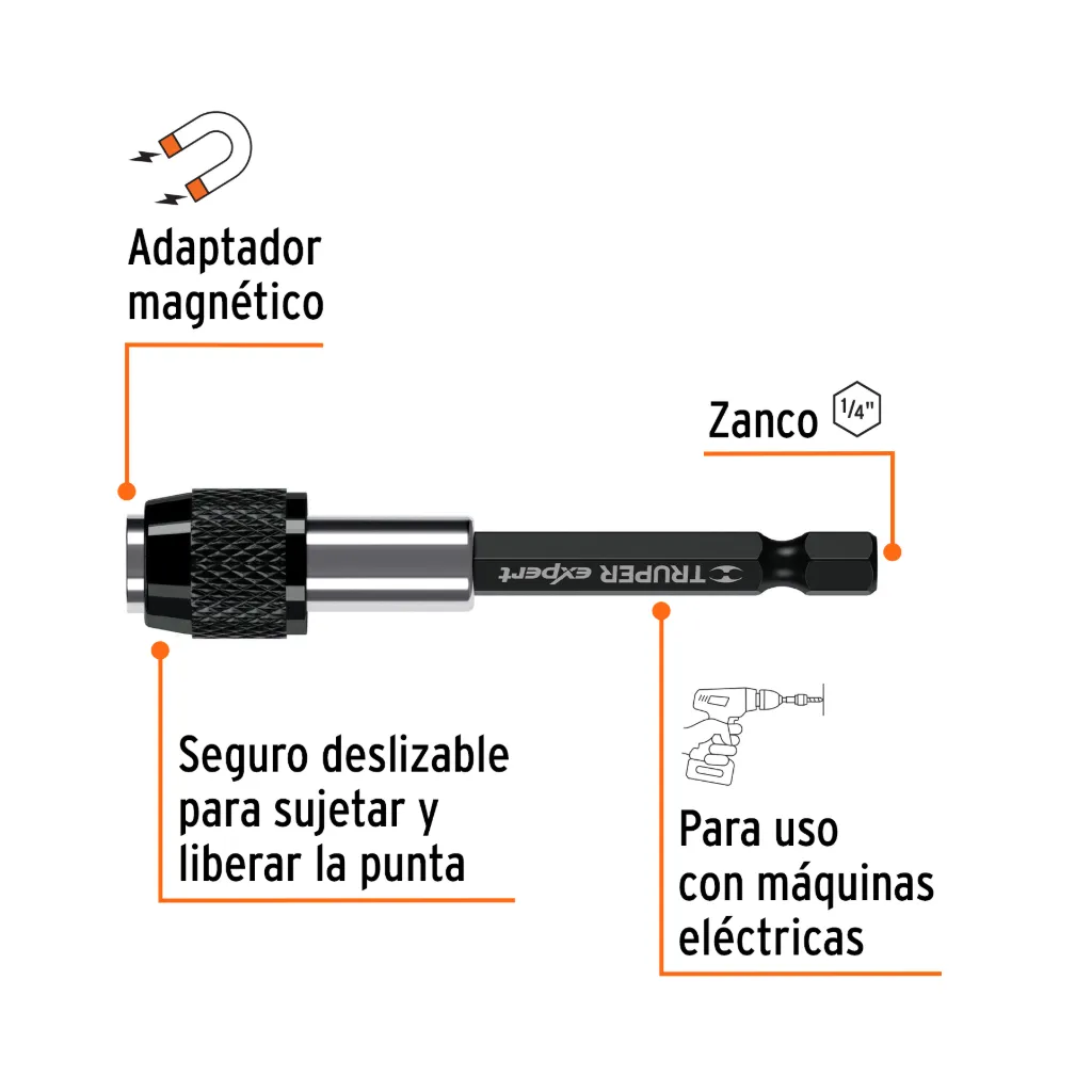 ADAPTADOR MAGNETICO PARA PUNTAS CAMBIO RAPIDO 75MM TRUPERT EXPERT 11873