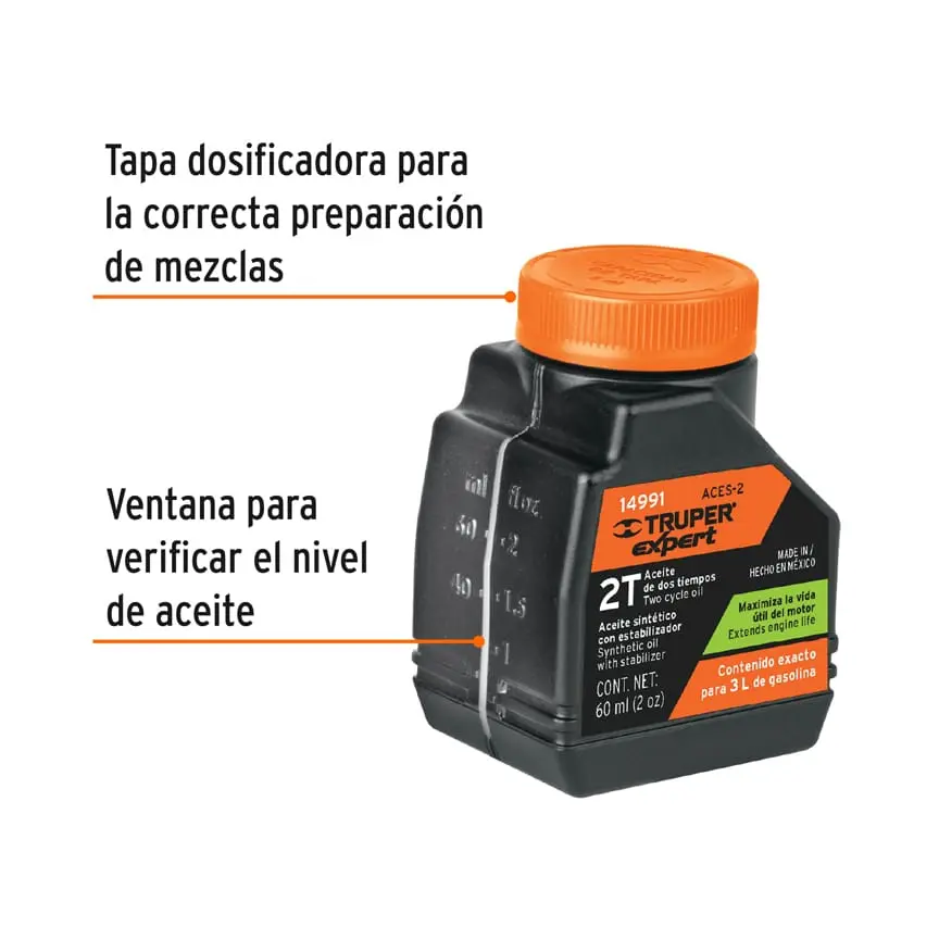 ACEITE PARA MOTOR 2 TIEMPOS 60ML TRUPER 14991