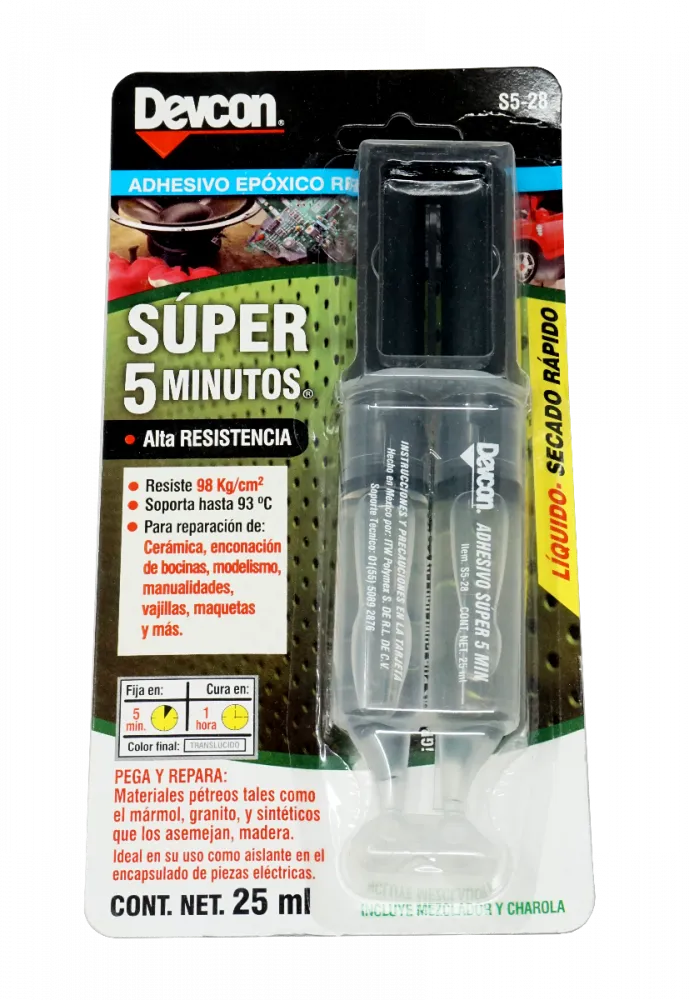 ADHESIVO EPOX REPARADOR TRANSP SECADO RAPIDO DEVCON S5-28