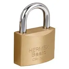 CANDADO DE HIERRO LATON GANCHO CORTO 50MM HERMEX BASIC (TRUPER) 23519