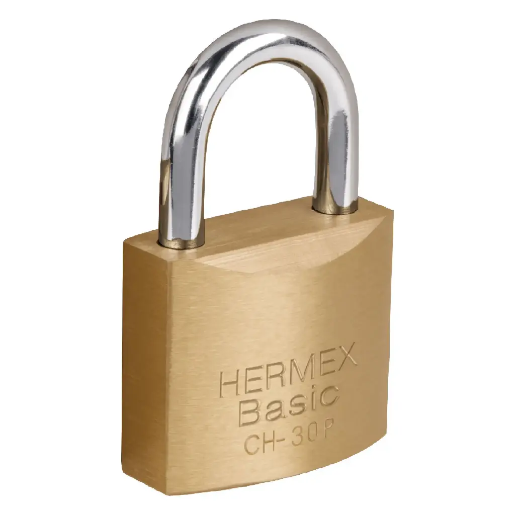 CANDADO DE HIERRO LATON GANCHO CORTO 30MM HERMEX BASIC (TRUPER) 23522