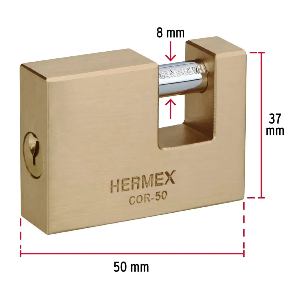CANDADO ANTIPALANCA LATON SOLIDO 50MM HERMEX (TRUPER) 43355