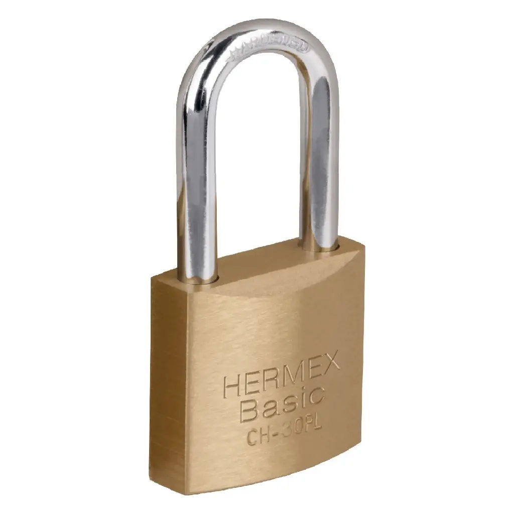 CANDADO DE HIERRO LATON GANCHO LARGO 30MM HERMEX BASIC (TRUPER) 27070
