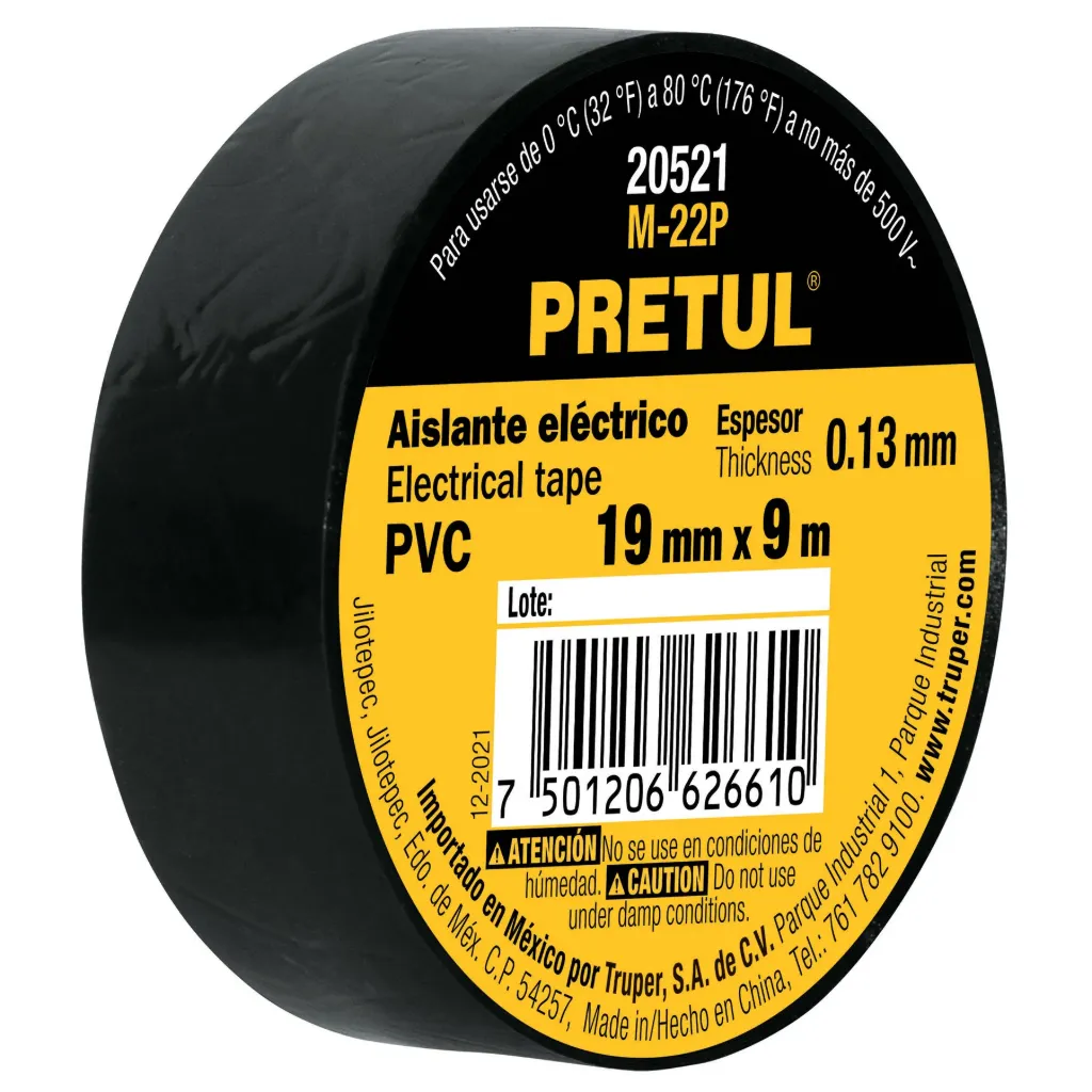 CINTA AISLAR NEGRA 19mm x 9m PRETUL (TRUPER) 20521