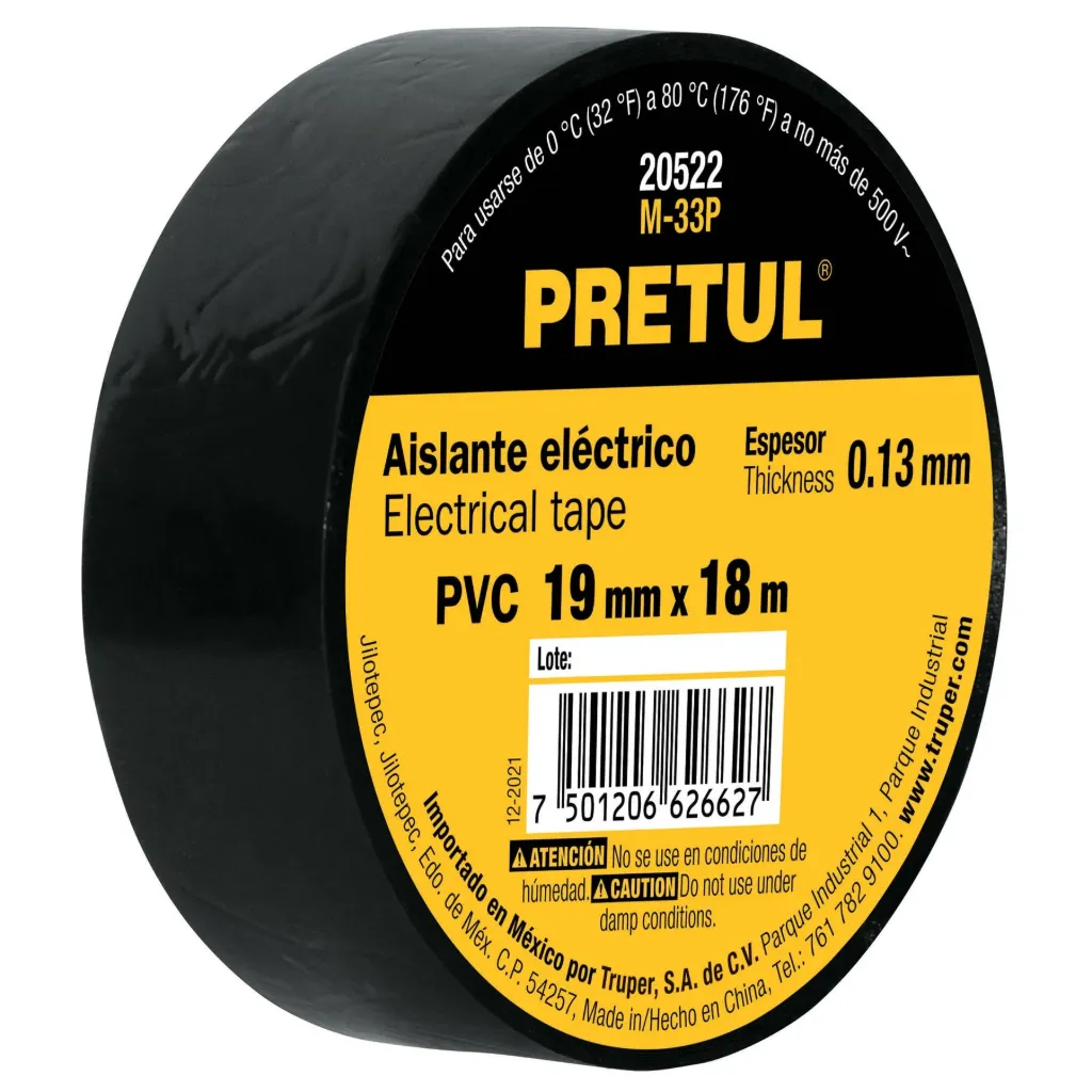CINTA AISLAR NEGRA 19MMX18M PRETUL (TRUPER) 20522