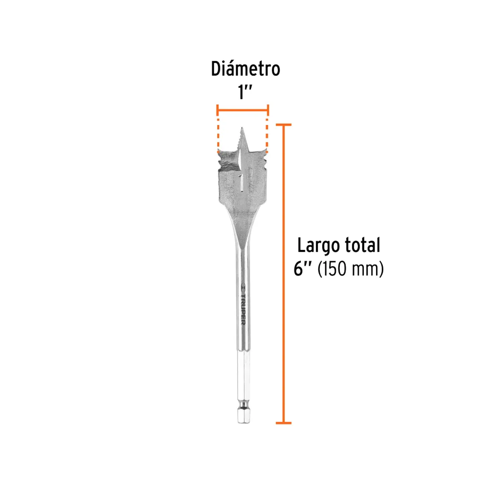 [11384] BROCA PLANA PUNTA TRISCADA 1" PARA MADERA, TRUPER 11384